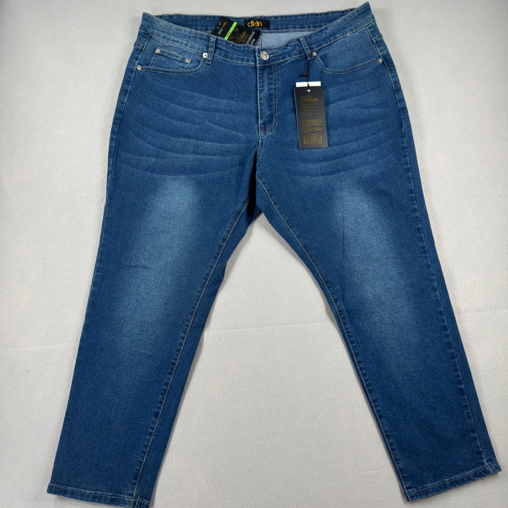 Dkin Womens Ankle Skinny Jeans Plus Size 20W Medium Wash Lace Pocket 11268 NEW